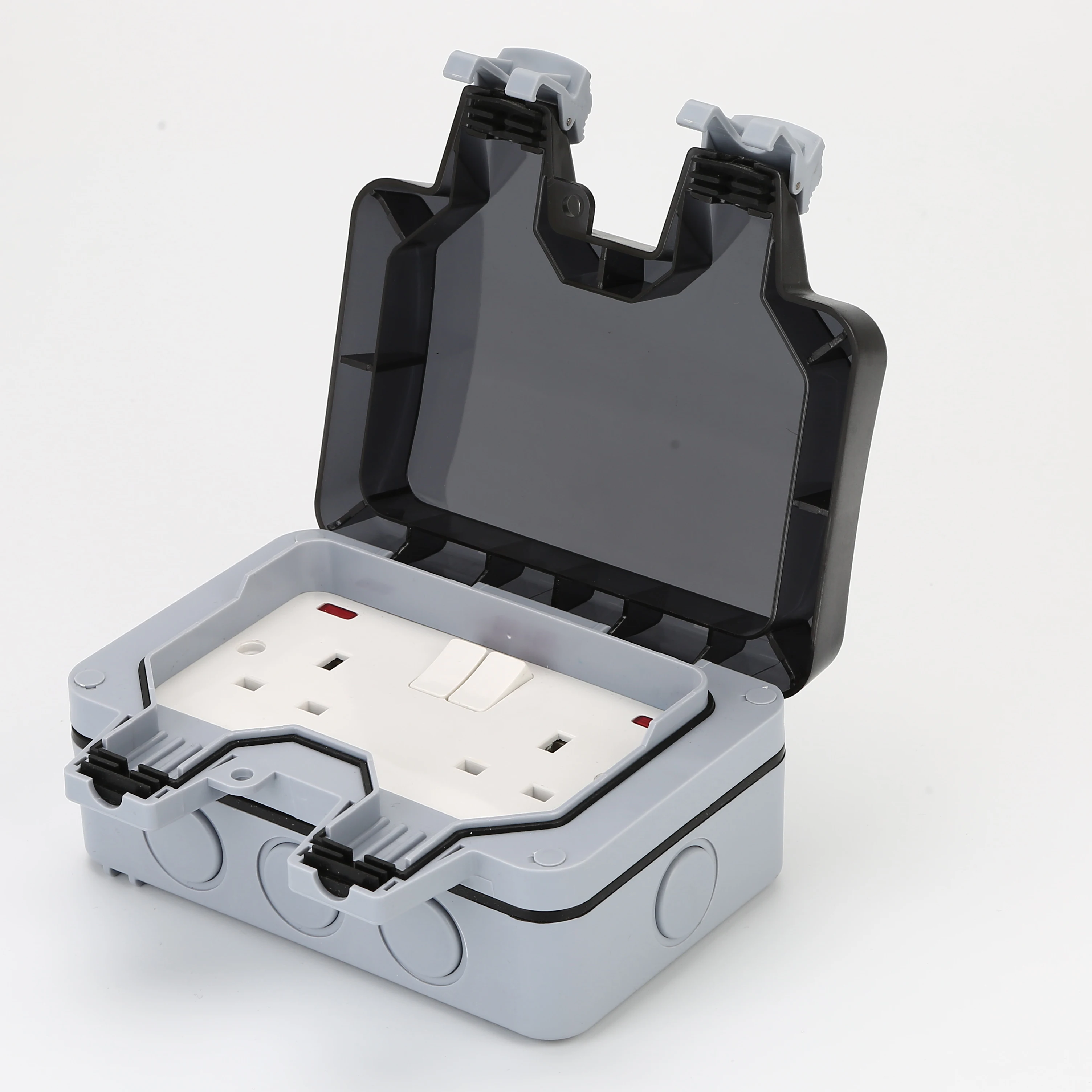 2 Gang 13A UK Type With Light Waterproof Switch Socket  IP66  MP22-N