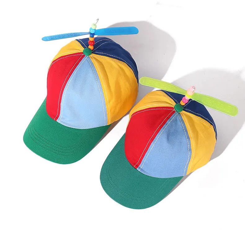 Hot Kids and Adult Helicopter Propeller Baseball Caps Colorful Patchwork Cap Hat Bamboo Dragonfly Parent-child Snapback Caps