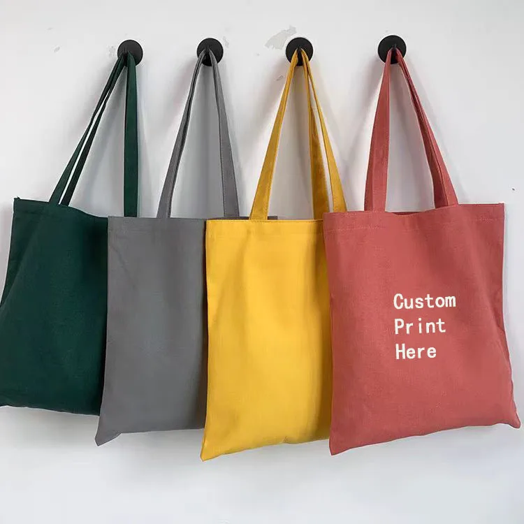 Custom Logo Printed Recycled Fabric Plain Gift Beach Bag Large Organic Calico Cotton Canvas Grocery Shopping Tote Bag For Woman
