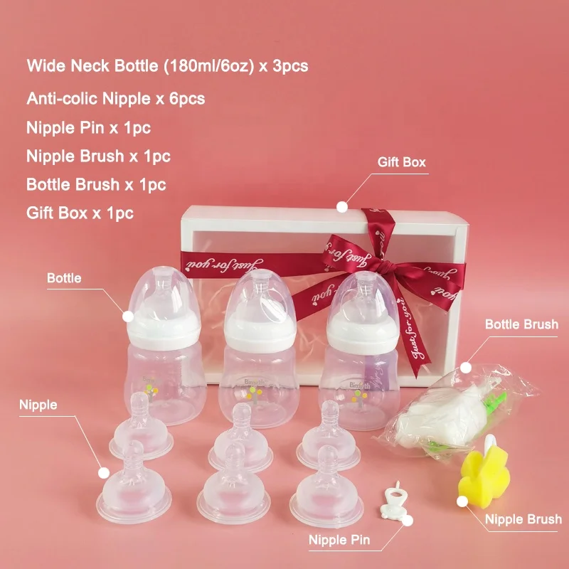 Shower gift set 12pcs baby bottles set teat giveaway bimirth baby safe 180ml massage teat feeding bottle for newborn gift set