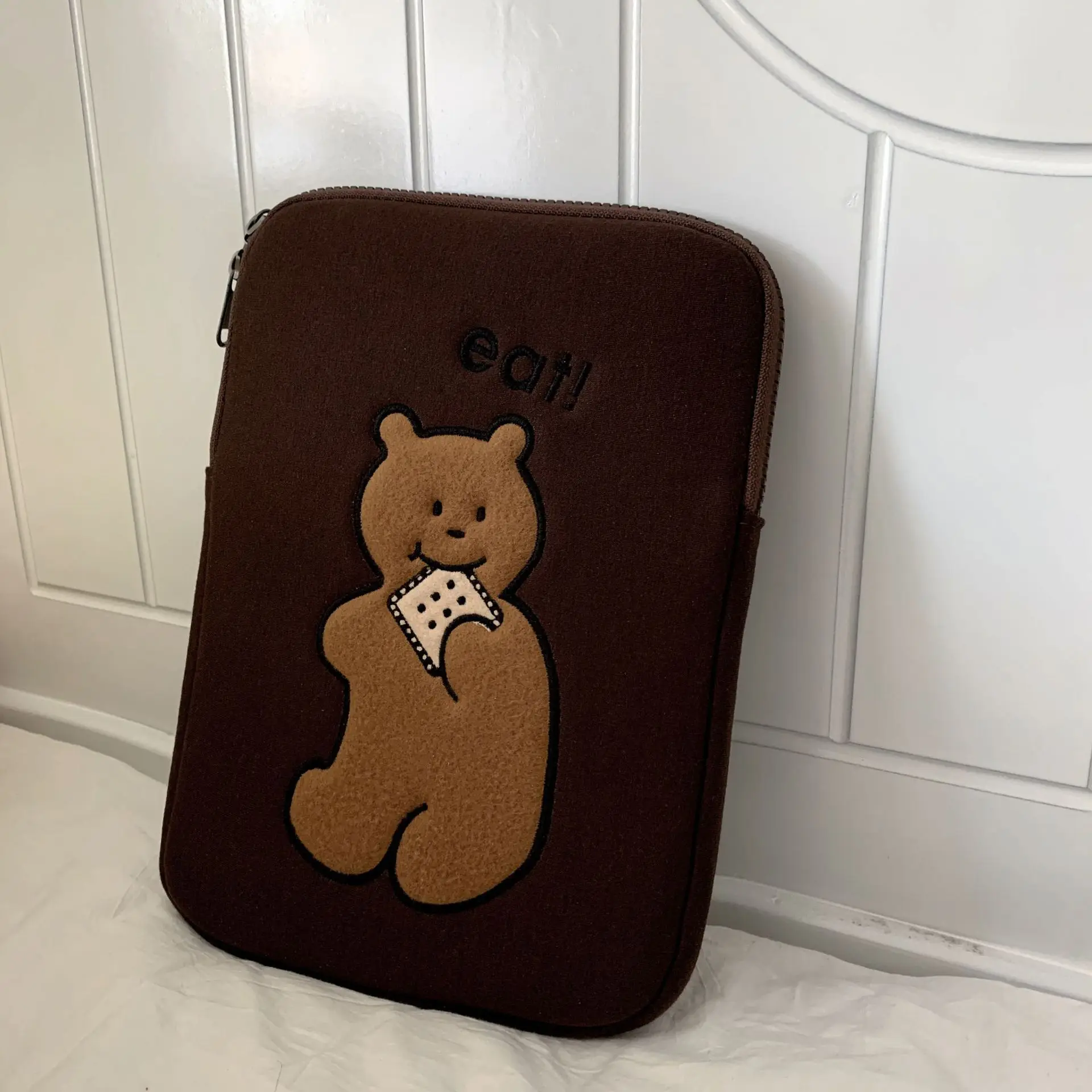 Ins Style Cute Cookie Bear Storage Bag South Korea Cartoon Clutch Inner Bag Protector Cover Zipper Sleeve Bag