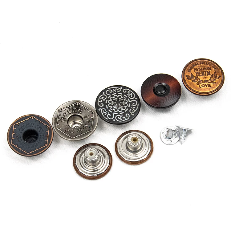 High quality Iron metal brass tack jacket mens clothes brand logo jean denim buttons and rivets custom buttons for denim jeans