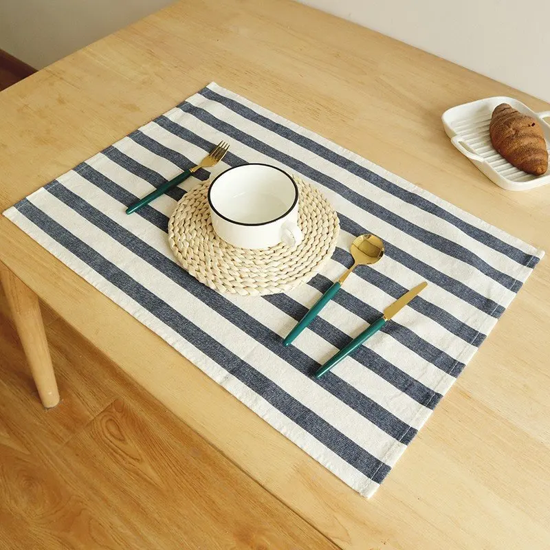 Mediterranean Blue Series Cotton Plaid Striped Tea Towel Napkin Cloth Gourmet Background Cloth Tablecloth Tea Towel