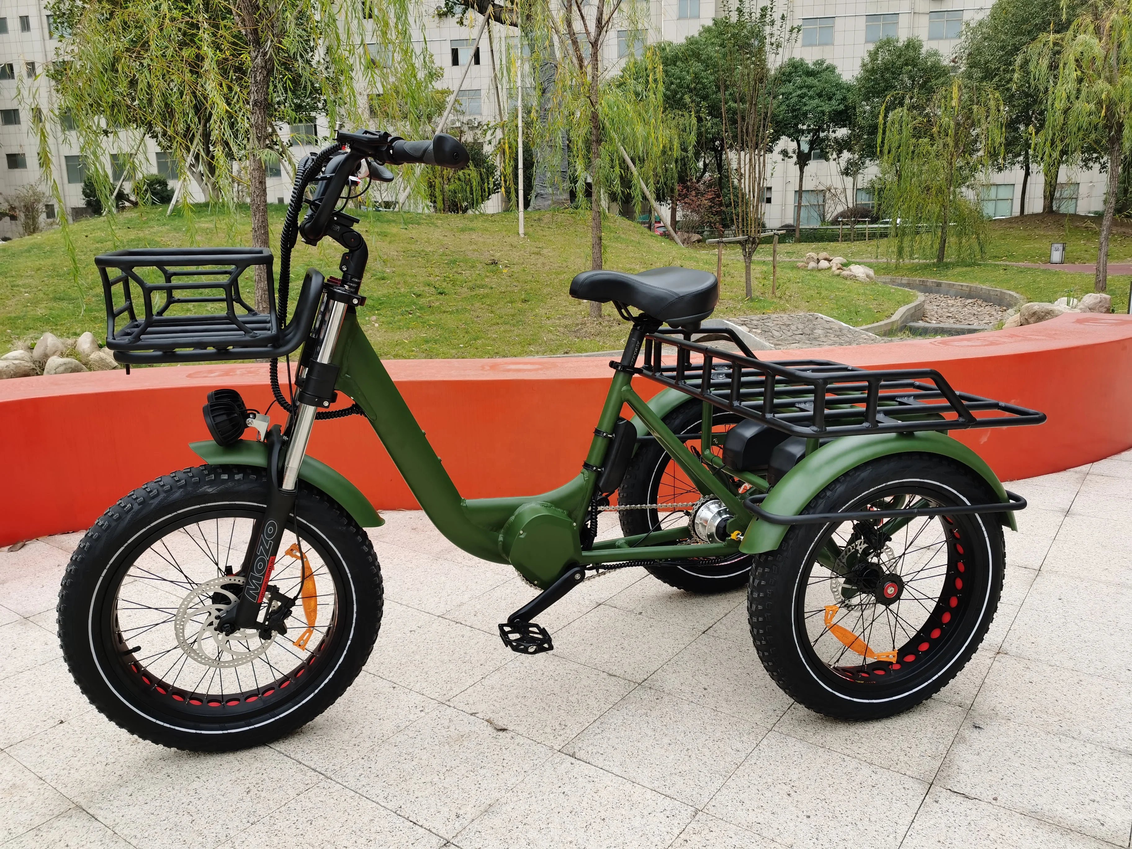 Good Quality 20inch 1000w Electric Fat Tyre Cargo Tricycle 500w Adult Mid Double Battery Electric Bike