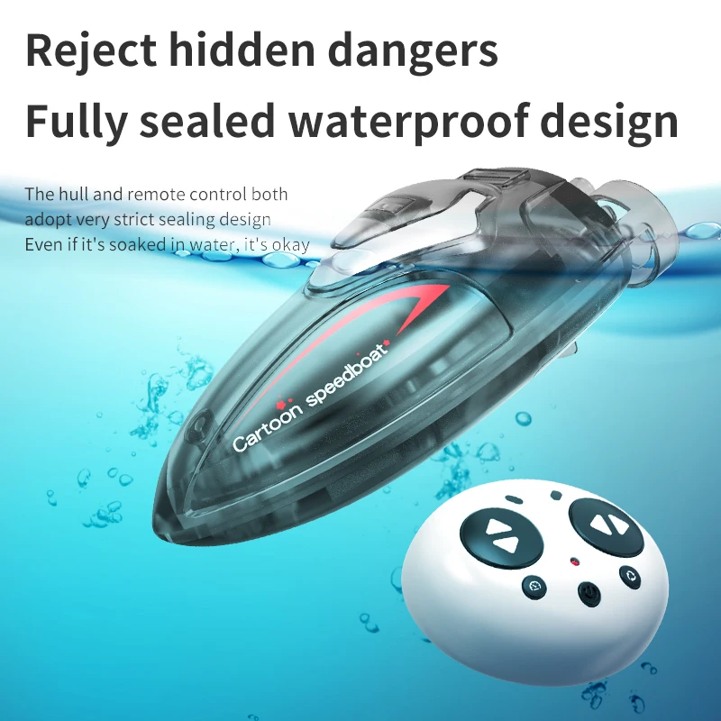 2.4G LED Light Jet High Speed Remote Control Mini Kids Electric Racing Boat Waterproof Model Toys Ship For Swimming Pool
