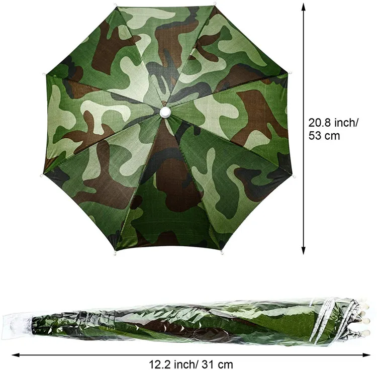 
Wholesale Cheap High Quality Camouflage Colorful Promotion Mini Umbrella Hat Head Umbrella 