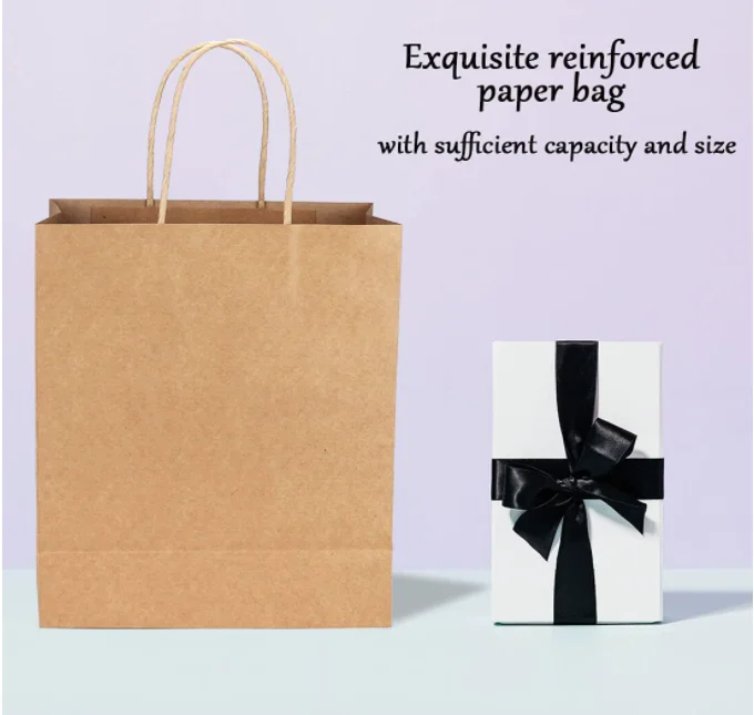 Wholesale Brown Kraft Paper Bag Accept Custom Printing Fast Food Take Away Twisted Handle Shopping Bag