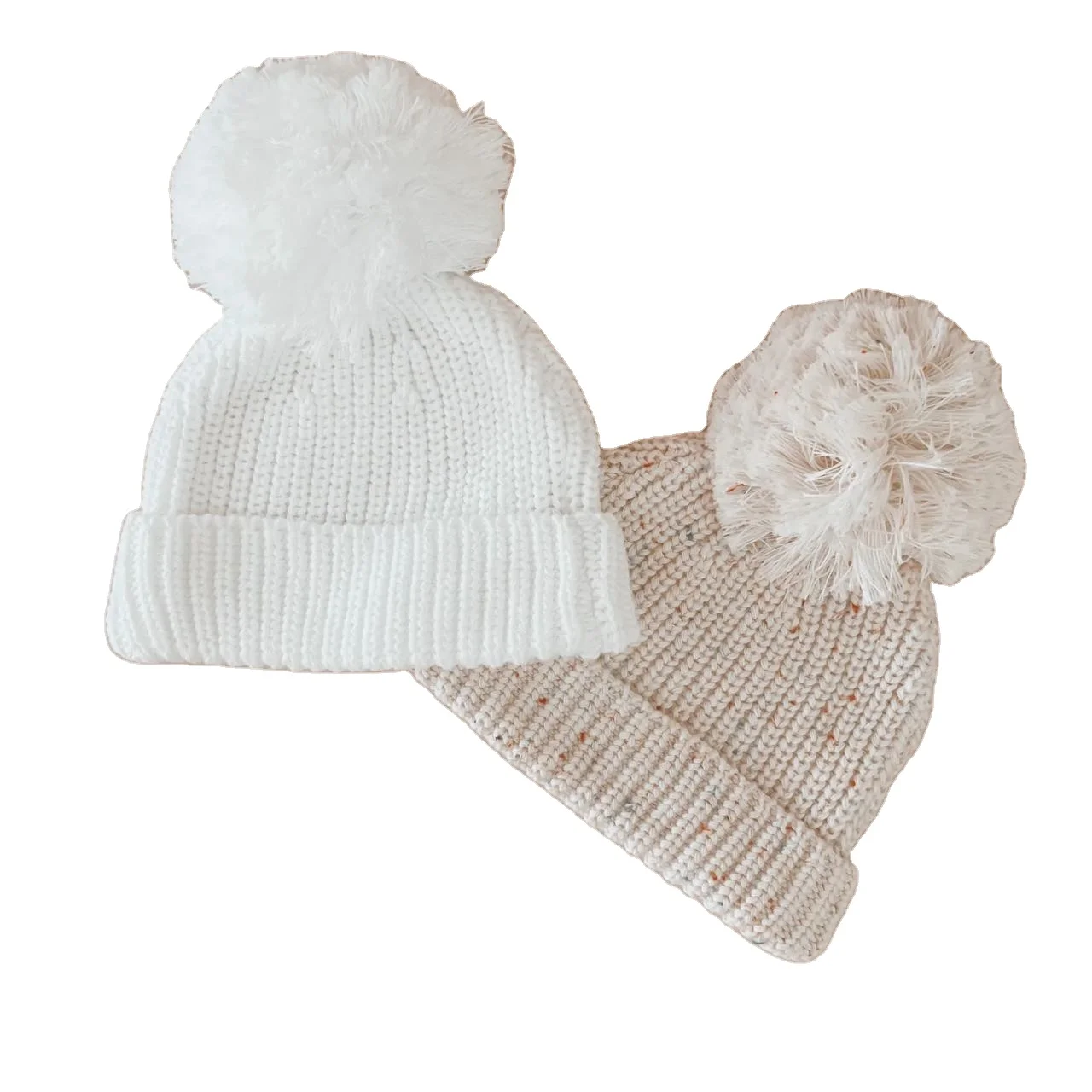 Custom pure cotton sprinkle knitted newborn baby pom pom beanie