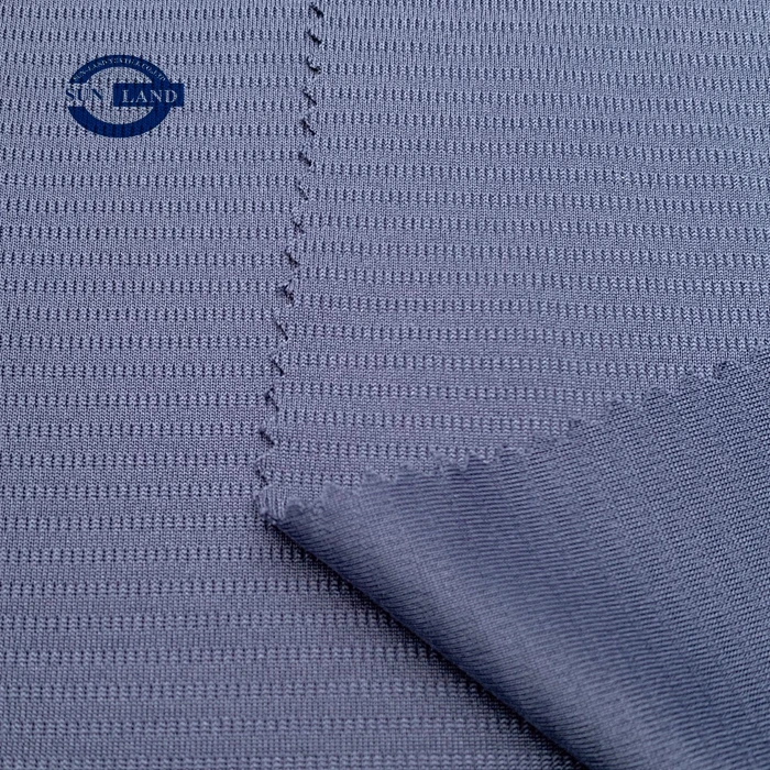 100% Polyester Stripe Pique Knitted Fabric for Sports Apparel Breathable Summer T-shirt Customized Mesh Fabric