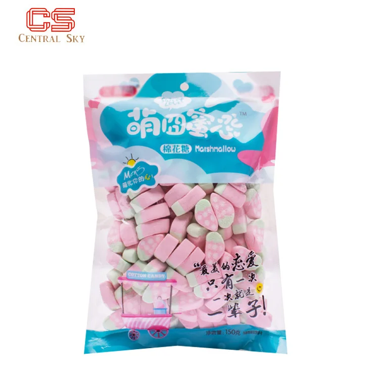 Colorful sweets candy soft Confectionery Various Shape Mix Flavors candy sweet fruit marshmallow with bag packing