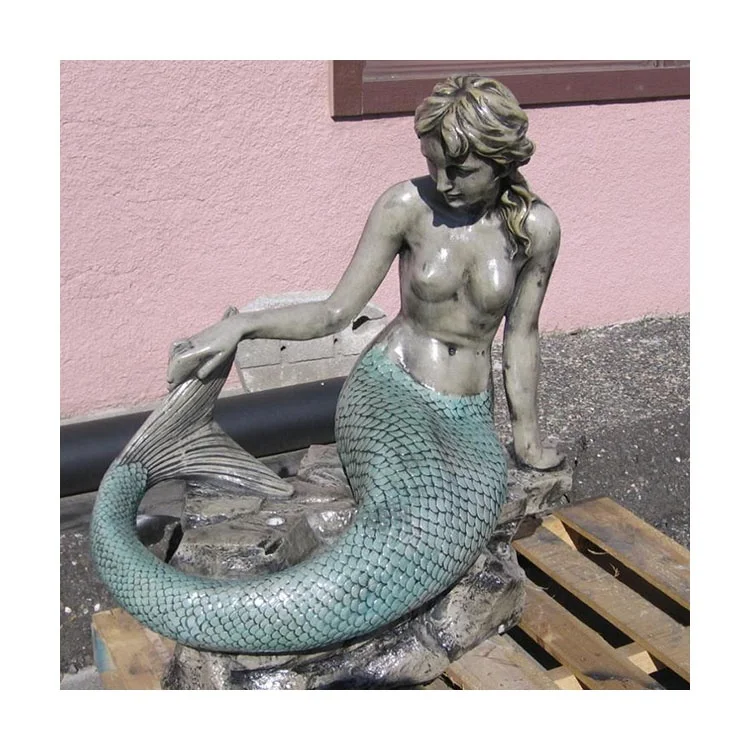 Outdoor Decoration Antique Statues Life Size Cast Bronze Brass Mermaid Statue Sculpture Water Fountain For Sale