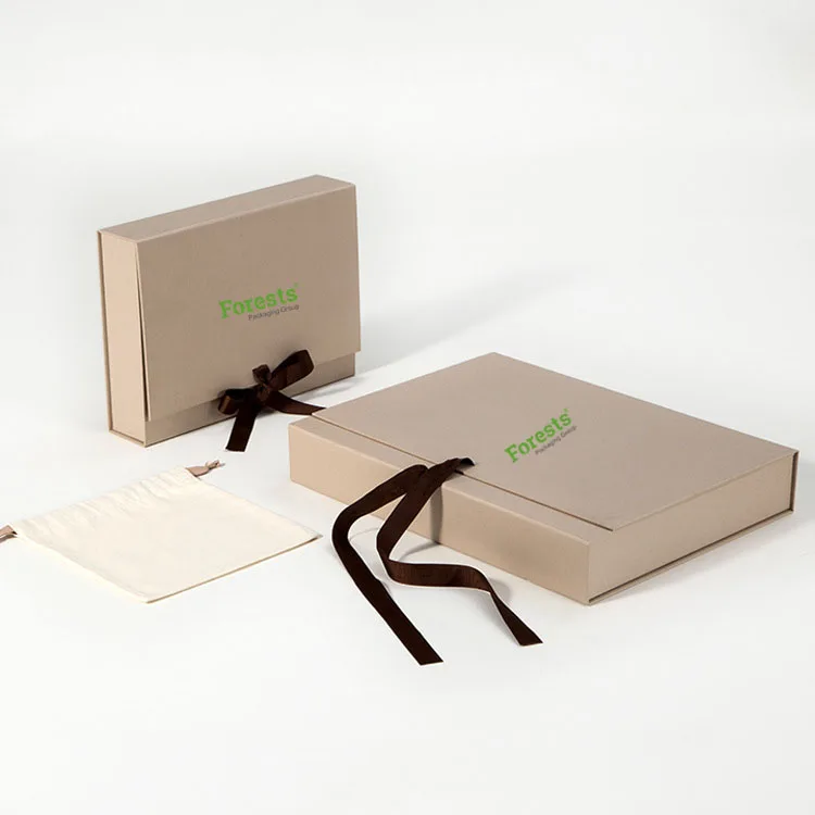 Magnet Rigid Book Shape Box Photo Frame Album Luxury Linen Usb Flash Drive Magnetic Gift Box with Ribbon