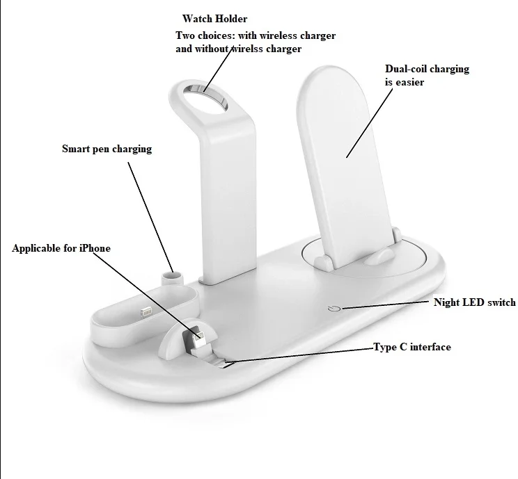 
Best Design For Cell Phone Wireless Charging 7in1 Docking Station For Smart Watch Wireless Charger Pad / wireless charger stand 