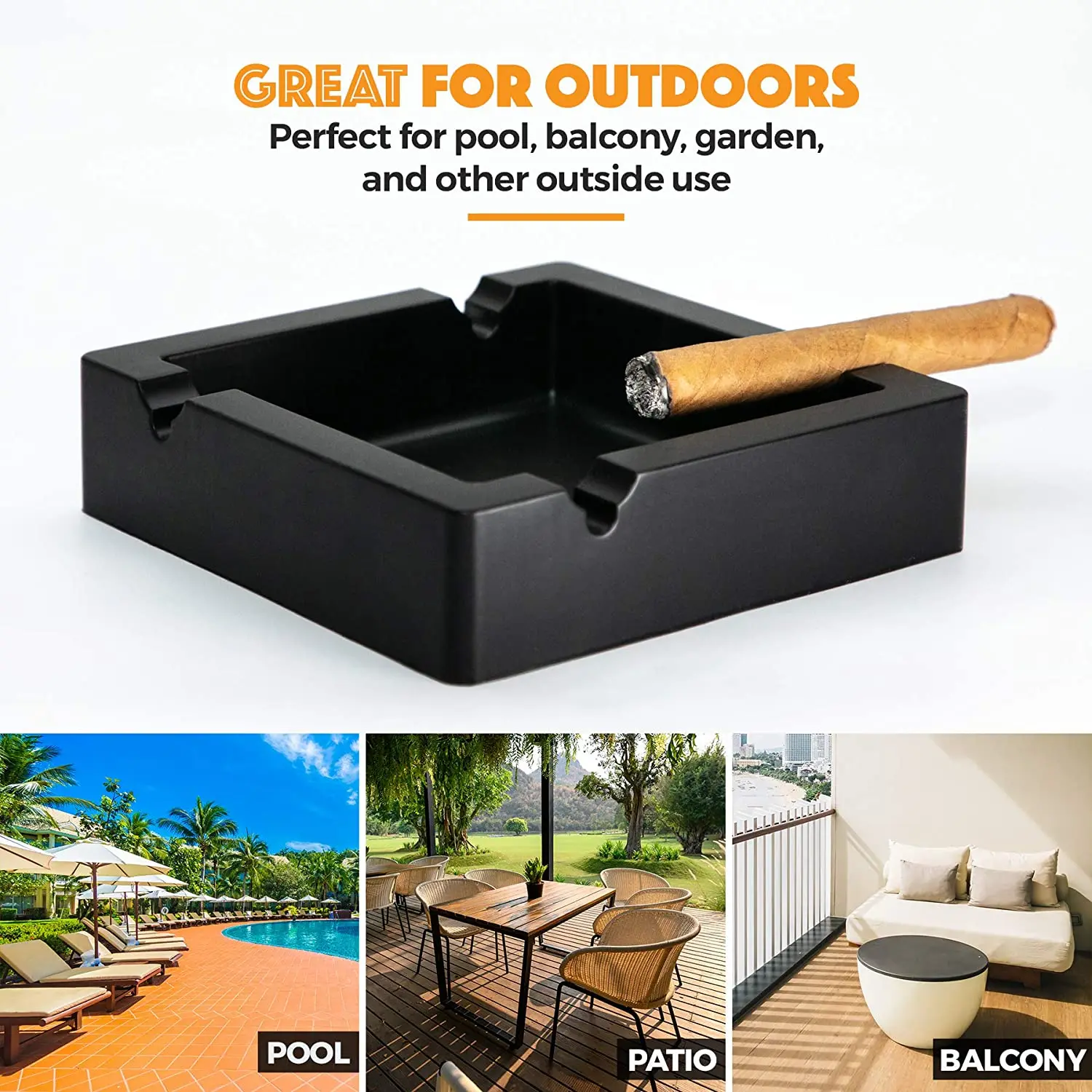Outdoor square large ashtray travel portable customized silicone cigar ashtray custom logo for hotel