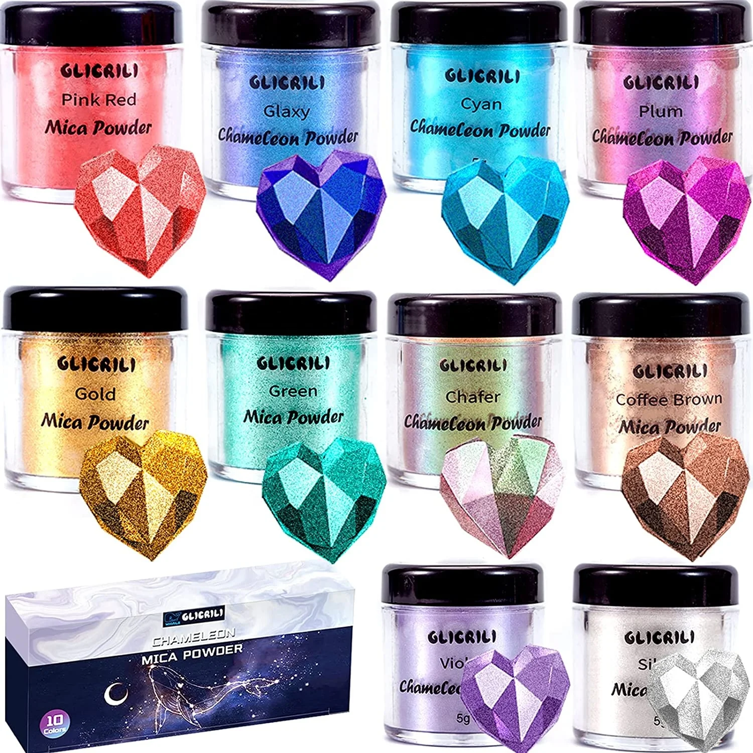 Chameleon Mica Powder Pearlescent Pigment Color Shifting Powder for Epoxy Resin Pearl Pigment Powder for Soap Nail Art Slime