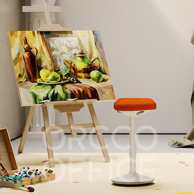 Ergonomic Office Design Studio Meeting High Adjustable Soft Wobble-Free Swivel Forward Tilt Standing Conference  Stool Chair