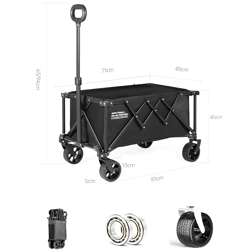 Entai OEM Camping Trolley Foldable Outdoor Utility Beach Wagon Folding Carts Wagon Stroller With Four-wheel