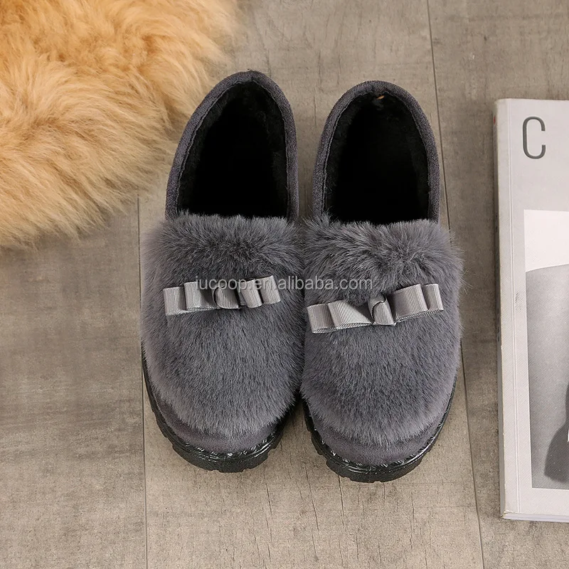 Fluffy moccasin women home slippers ladies house plush slippers fashion fur slippers for fuzzy winter shoes