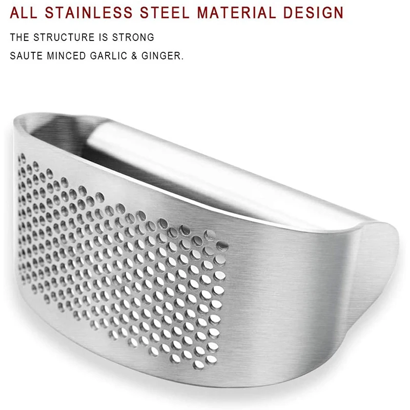 Hot Sale Good Grip Heavy Duty All Stainless Steel Curved Garlic Press Presser Crusher