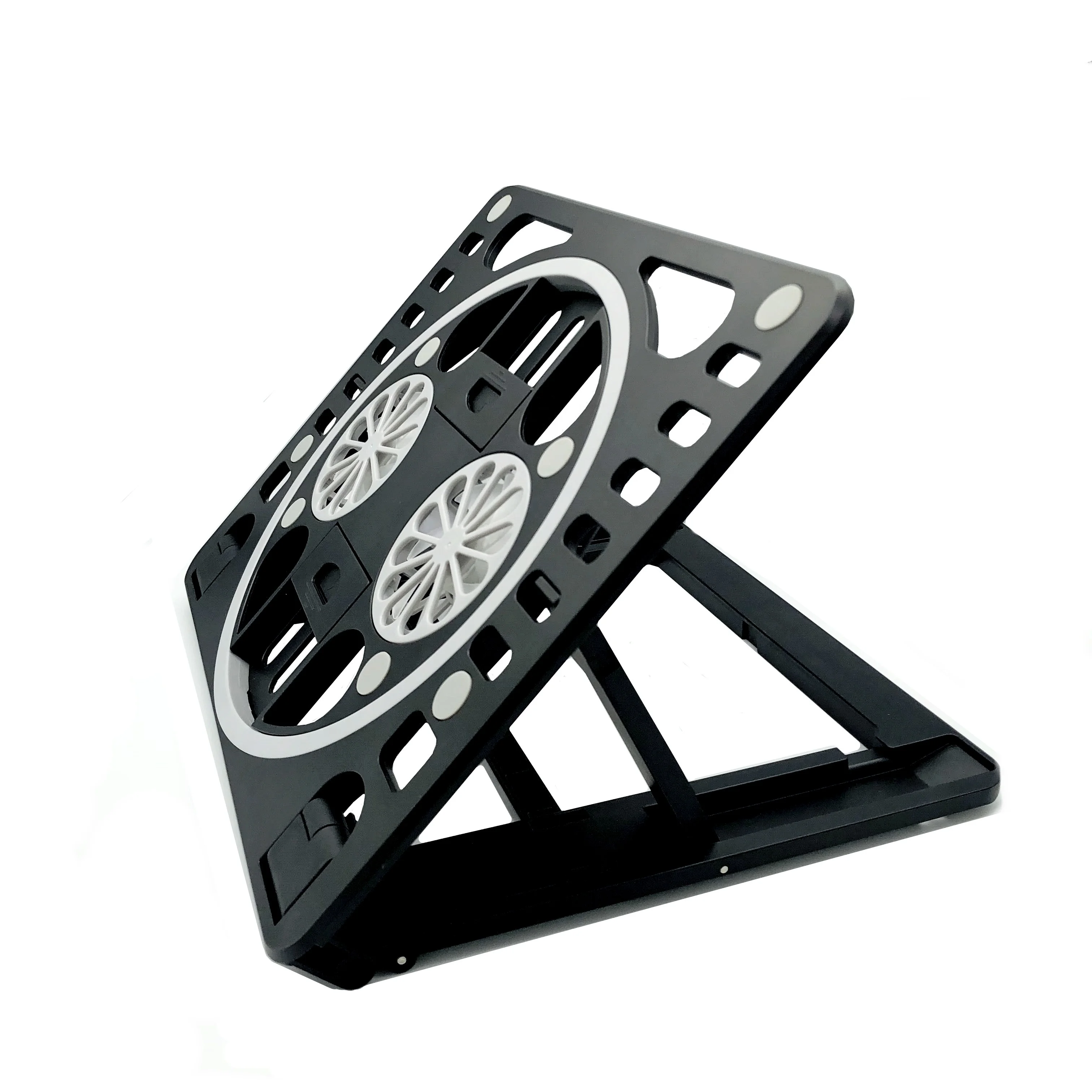 High Quality With Heat Dissipation 2 Fans Multifunction Plastic Laptop Holder Phone Stand