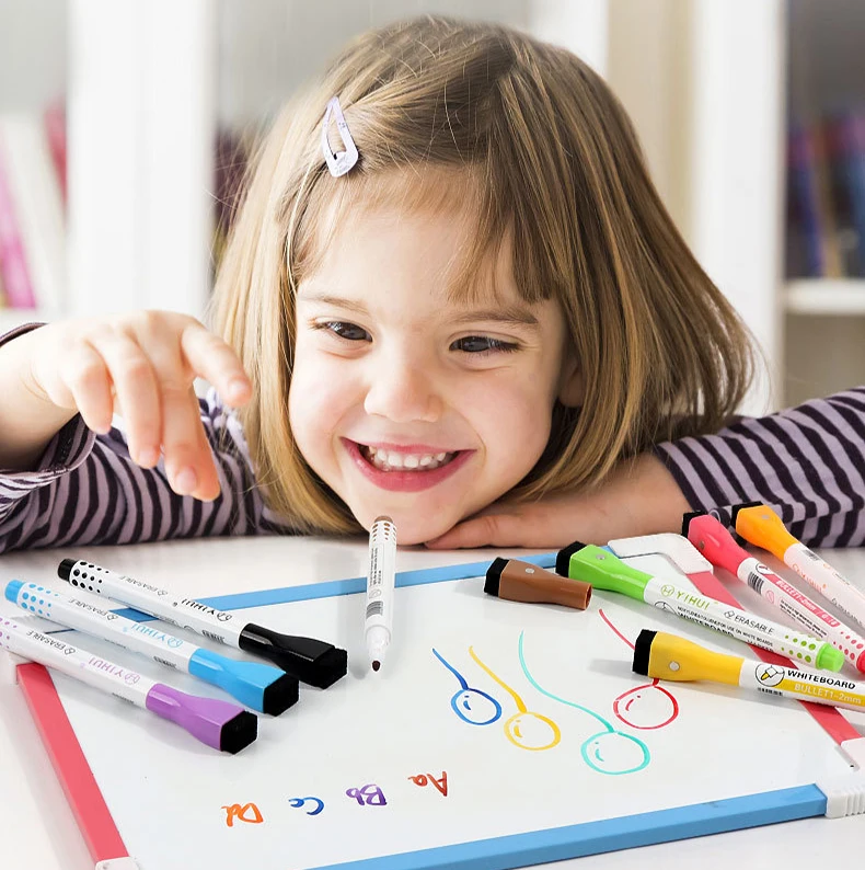 Black plastic holder Magnetic Whiteboard Marker Pen with Felt Eraser and Magnets