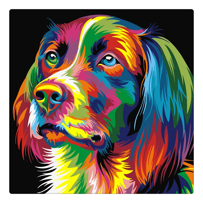 
Wholesale Custom Hand Painted Colorful Abstract Dog DIY Painting by Numbers Animal 