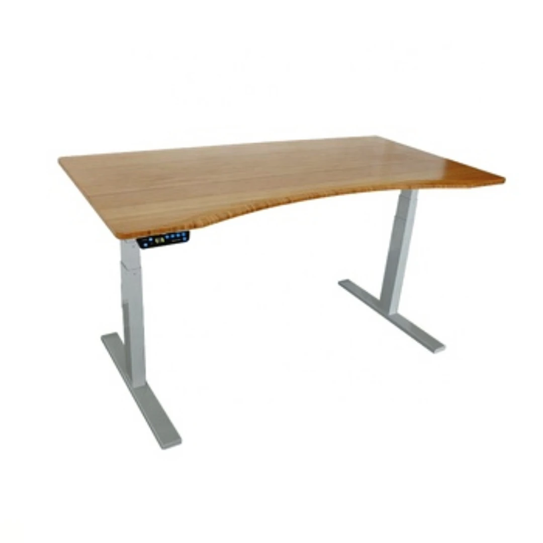 Home Office Computer Desk Bamboo Board Adjustable Electric Standing Bamboo Office Desks