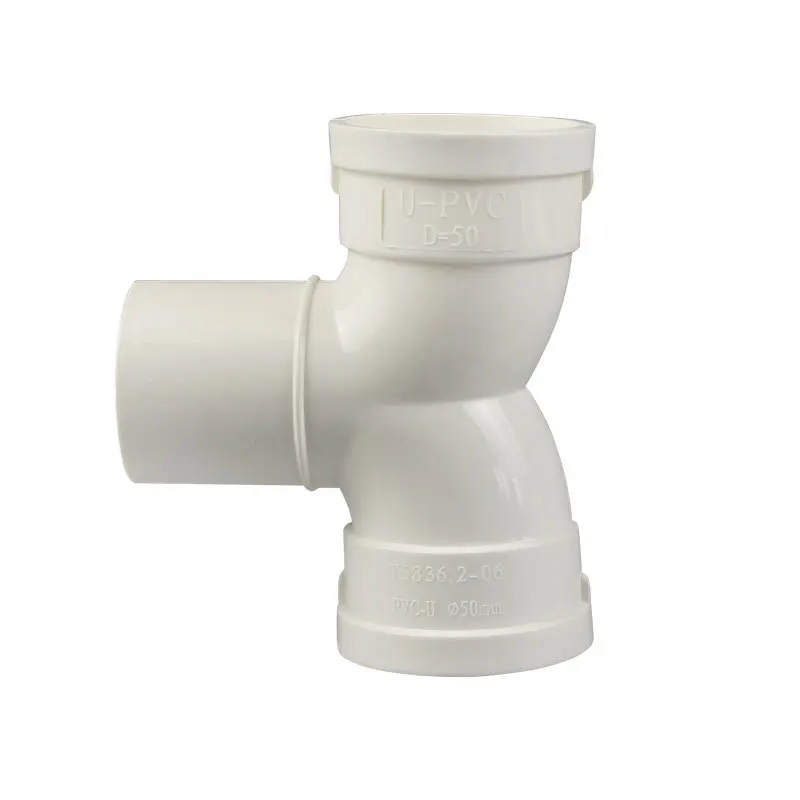 pvc taper taper tee drainage pipe fittings internal and external insert plane four-way reducing tube
