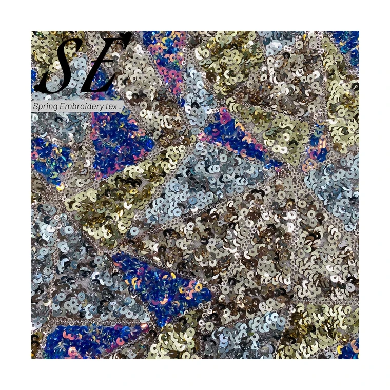 Оптовая продажа, яркие блестки, вышивка, блестки, ткань для куртки Derss 210099