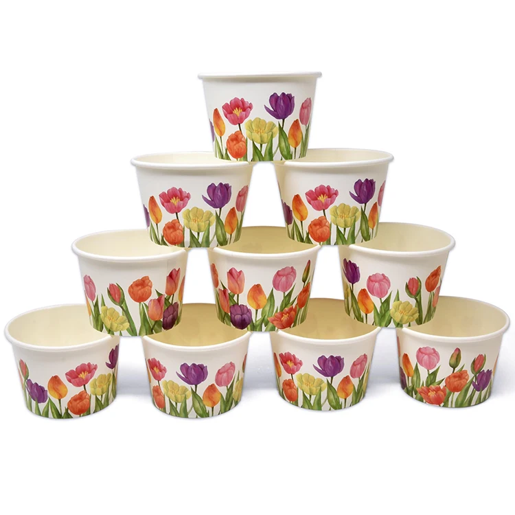 Wholesale Customized Disposable 12oz Pe Coated Walls Bowl Well Packing Yogurt Ice Cream Paper Cup