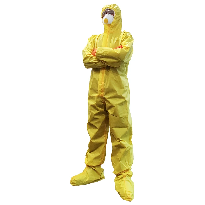 Orange Safety Clothing PPE Working Uniform Hazmat Chemical Protective PP PE Waterproof Wholesale Custom Coverall for Men