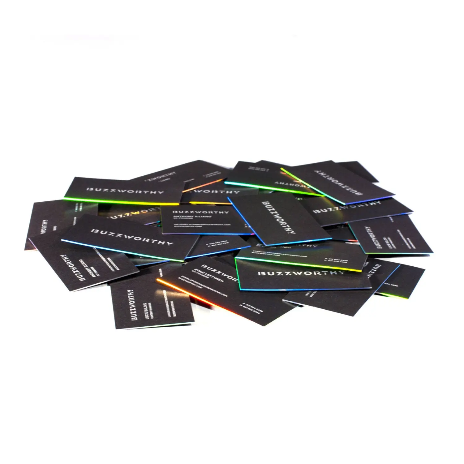 Holographic Foil Business Card Design and Print  black card stock gold foil silver foil calling cards