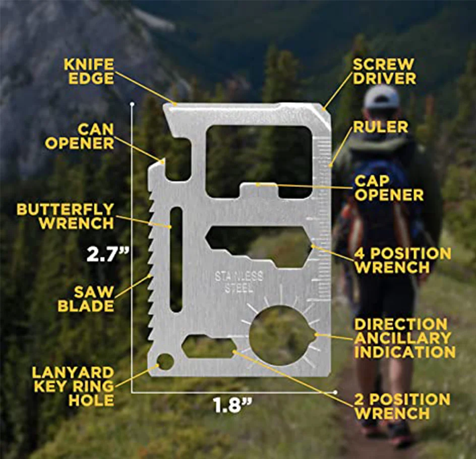 Mini Pocket Survival Business Multi Function Knife Credit Tool Set Fishing Gear Hook Card