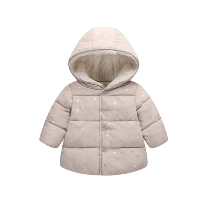 
Long Sleeve Winter Warm Cotton Jacket Puffy Lightweight Fashion Winter Little Girls Short Hat Kids Cotton Warm Coats 