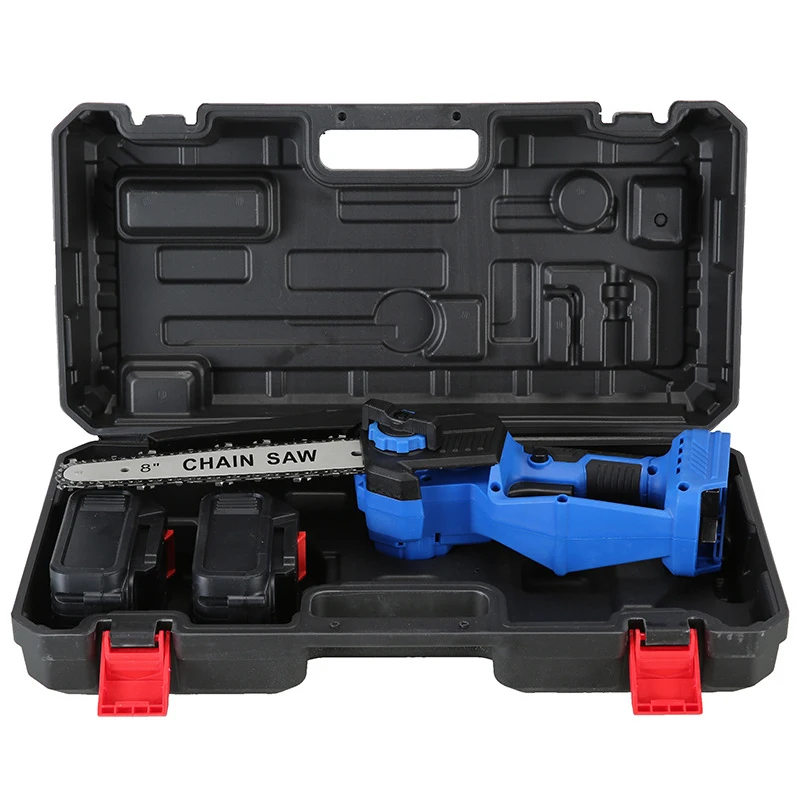 Two Battery Powered Chain Saw 8Inch Cordless Electric Chainsaw Brushless Motor Logging Cutter Pruning Garden Tool