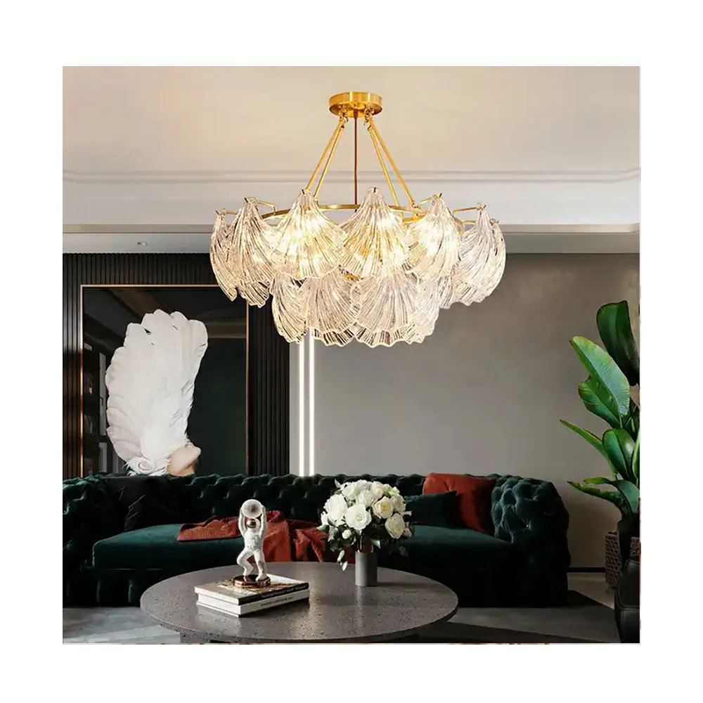 Deco Customizable High Ceiling Apartment Capiz Shell Chandelier Luxury Shell Lamp Upscale Bedroom Dining Room French Chandelier