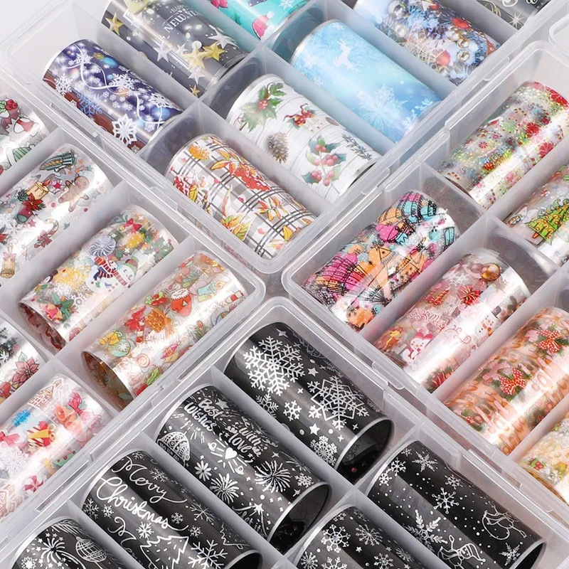 New Design Various styles Nail Art Stickers 4cm Width Flower Laser Leopard Nail Foil Transfer Paper Nail design set