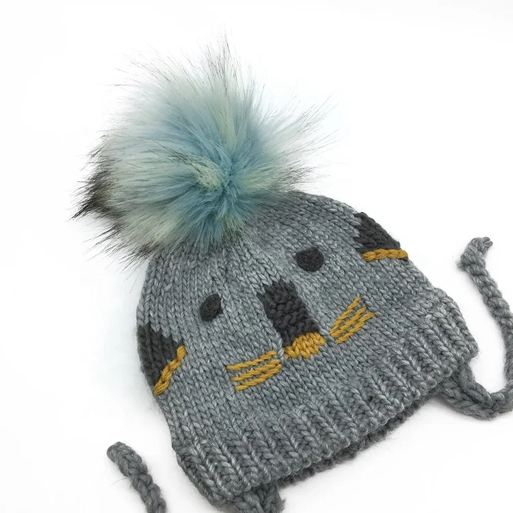 Big solid color faux raccoon fur pompom DIY pom poms for beanie knitted hats