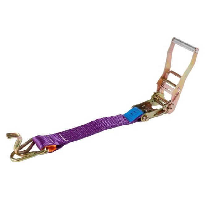 New Purple 50mm Ratchet Tie Down Strap With Double J & Ring Hooks And Flat Webbing Sling Cargo Ratchet Tie Downs