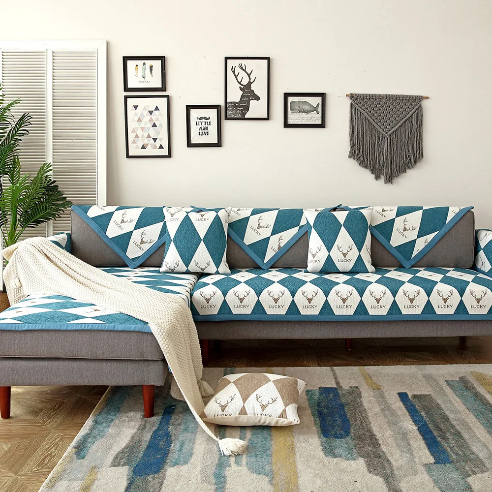 100% Polyester antiskid modern simple Nordic style sofa cushion sofa cover