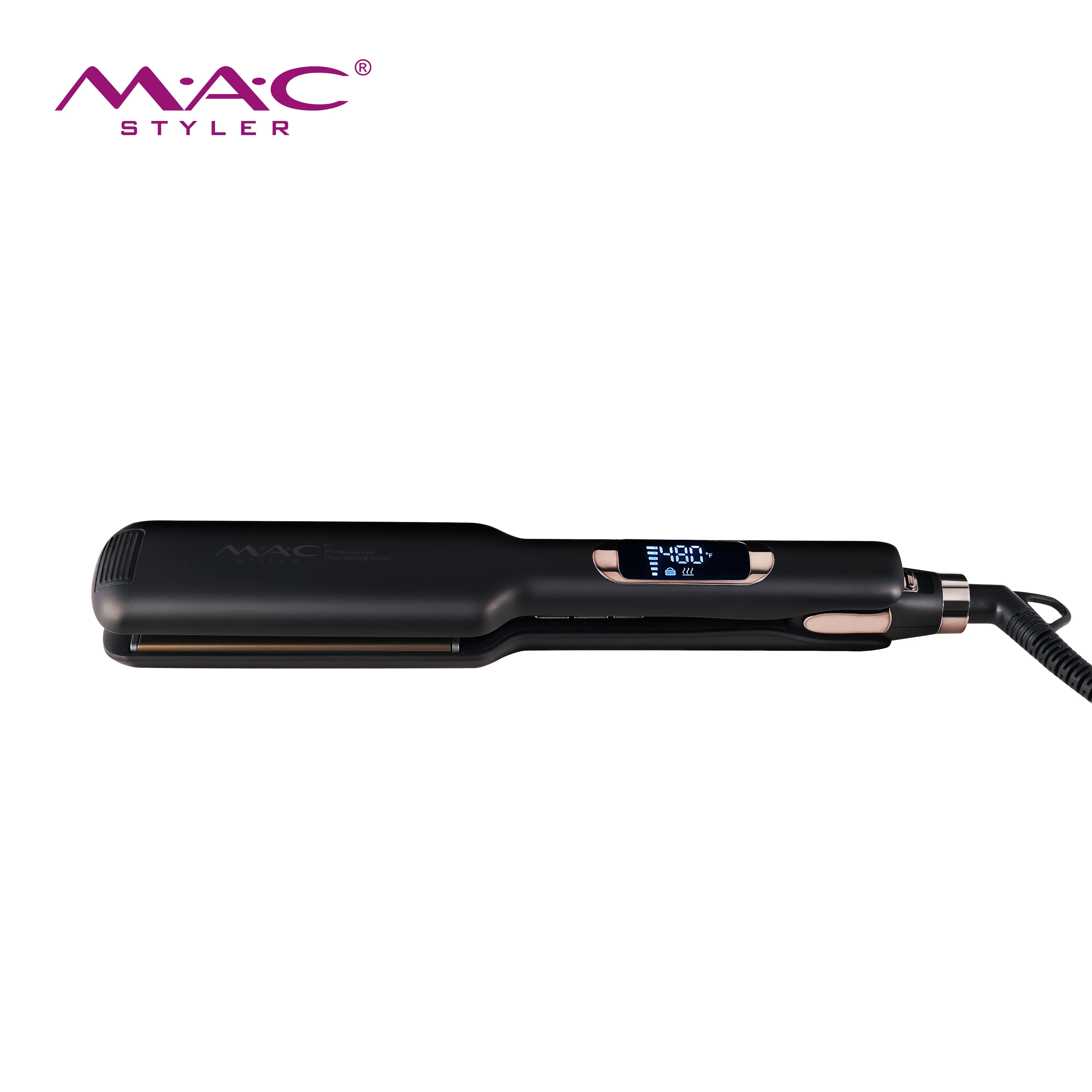MAC Private Label Lcd Mch Fast Heat 1.6 Inch Wide Multi Function Hair Straightening Titanium Hair Flat Iron 480F