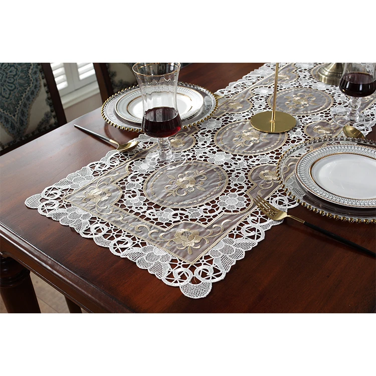 Stylish simple modern luxury embroidery table runner