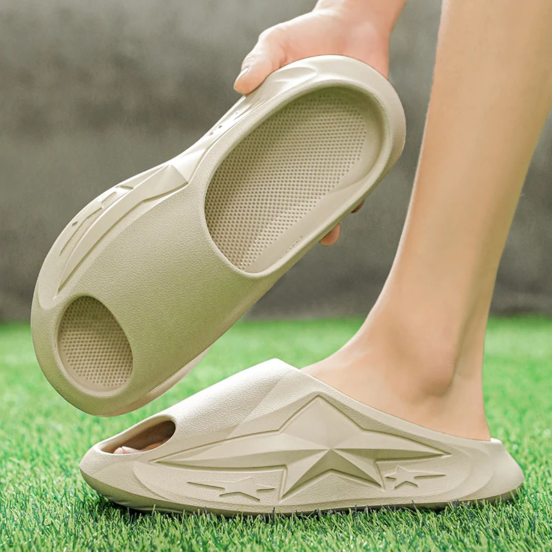 Hedian Unisex Summer Women and Man Slides flat Eva slippers soft sole non-slip beach slippers anti skid tire pattern