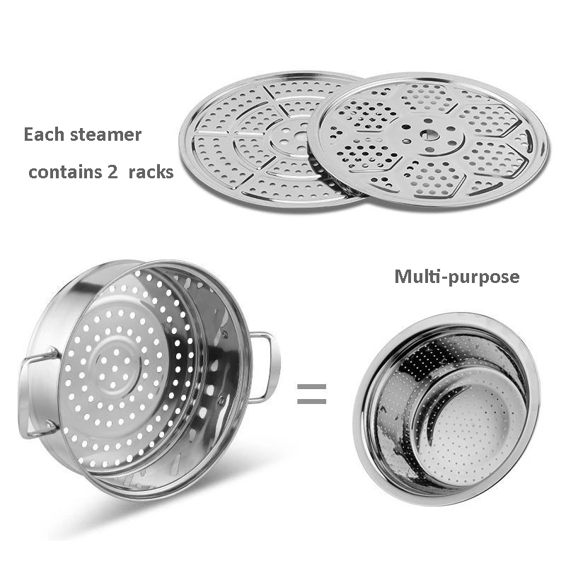 28 / 30 / 32 / 34  CM Three- Layer Steamer Steamer Cooker Stainless Steel Steamer Pot Steaming Food Couscous Home Using Cookware