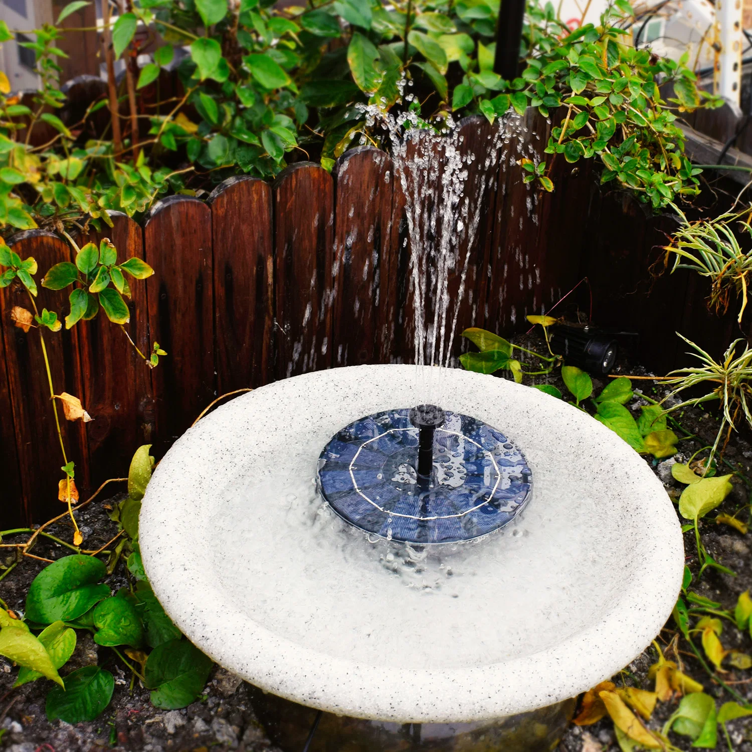 Outdoor waterproof 4.0W battery operated 6 lights floating revolve nozzle garden pool landscape PET Solar water pump fountains