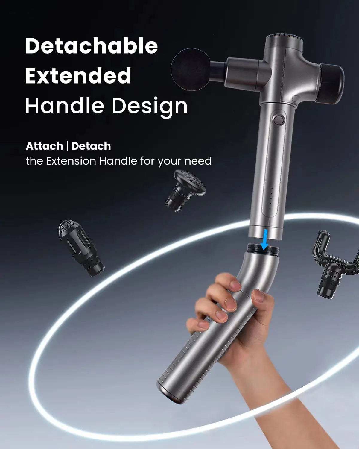 2023 New design long handle back massage gun with extra weight massage  back of people  therapy gun percussion muscle gun