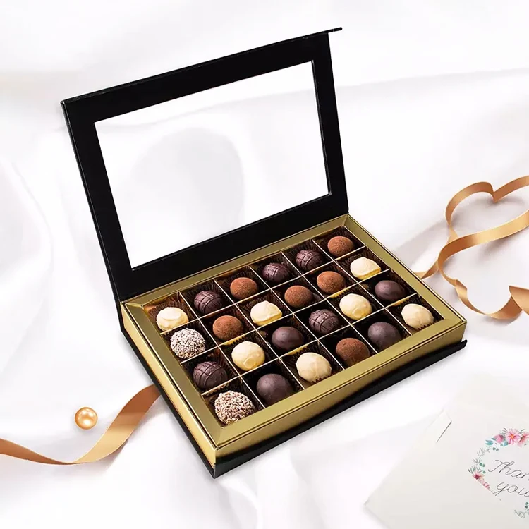 Custom Logo Luxury Valentines Magntic Candy Truffles Box Cardboard Packaging Chocolate Box With Divide Inserts