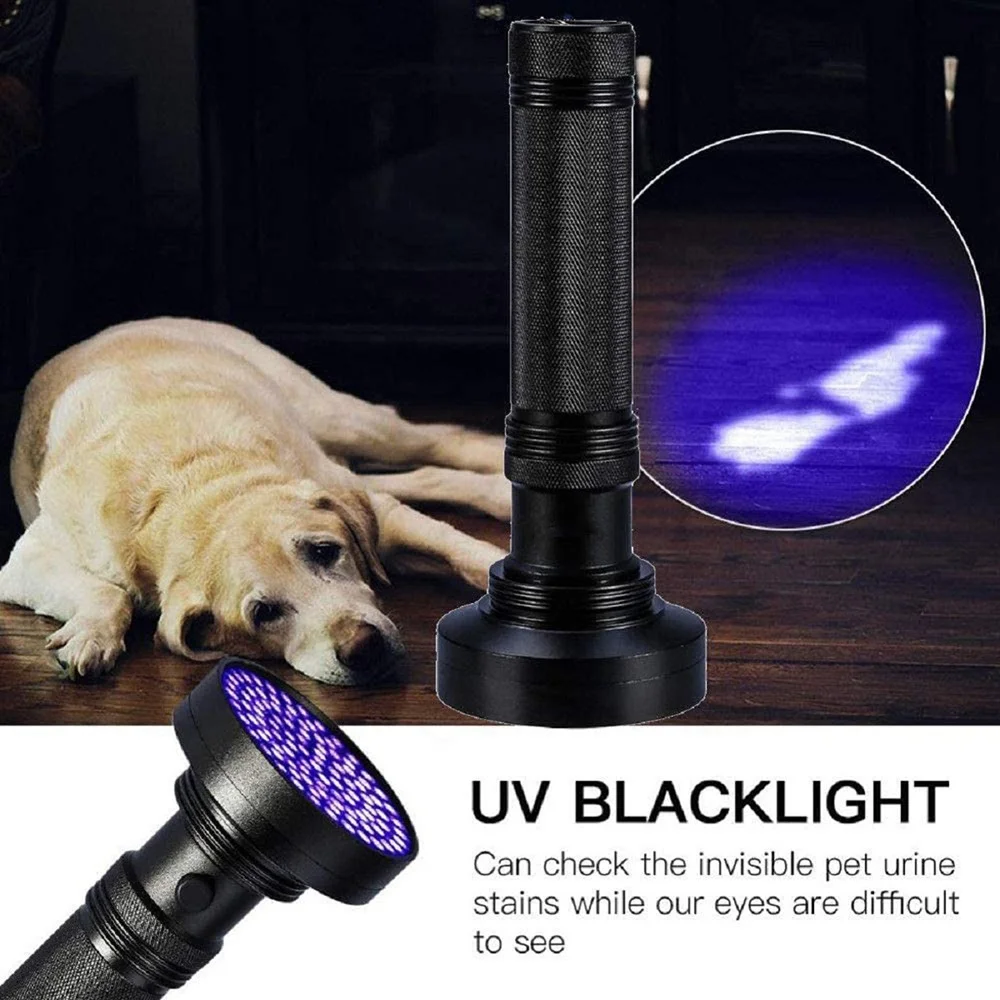 18W 395nm UV Black Light Torch Pet Urine Scorpion Detectors 100 UV LED Flashlight