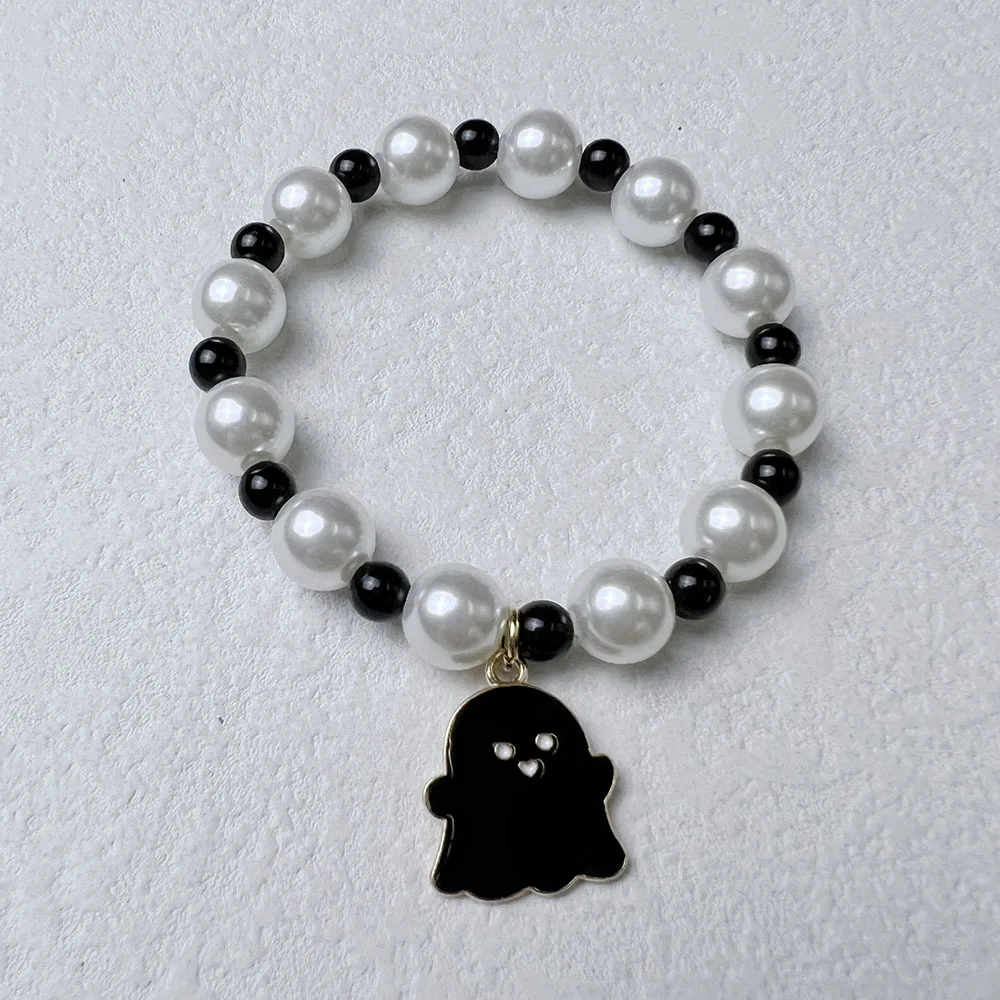 Halloween Bracelet Pumpkin Ghost Bat Pendant Bracelet Skull Spider Beaded Decoration Party Fashion Jewelry Accessories Gift