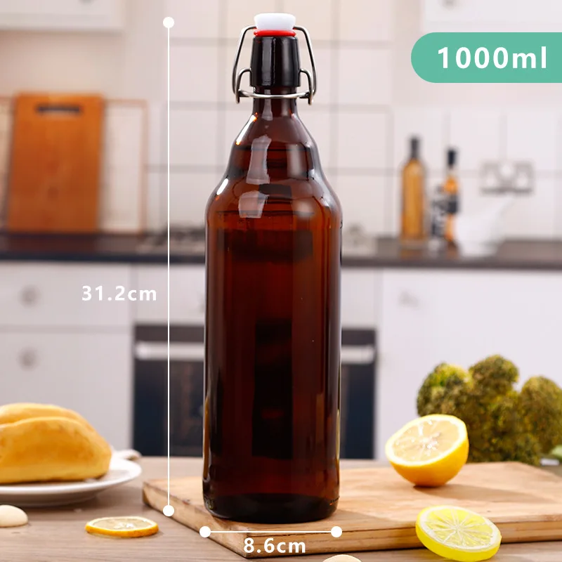 33OZ 1000ml Amber Glass Beer Bottles Swing Top for Home Brewing of Beer Kombucha Tea Homemade Soda